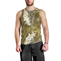 Gold Polynesian Tribal Frangipani Tropical Vibe Men Tank Top