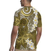 Gold Polynesian Tribal Frangipani Tropical Vibe Rugby Jersey