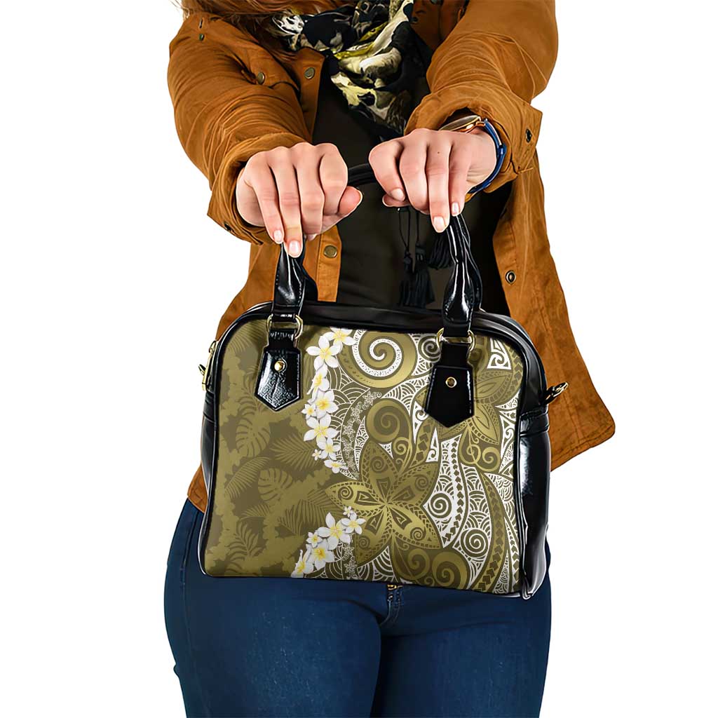 Gold Polynesian Tribal Frangipani Tropical Vibe Shoulder Handbag LT14 One Size Gold - Polynesian Pride