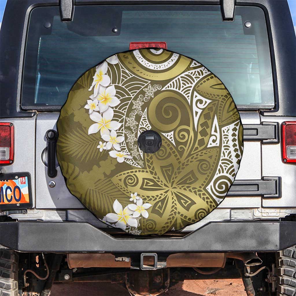 Gold Polynesian Tribal Frangipani Tropical Vibe Spare Tire Cover LT14 Gold - Polynesian Pride