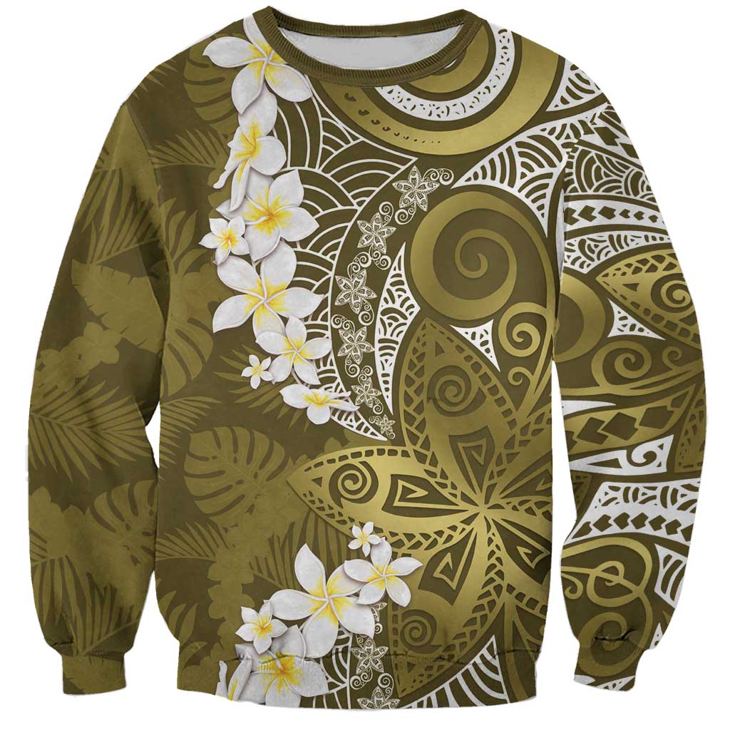 Gold Polynesian Tribal Frangipani Tropical Vibe Sweatshirt