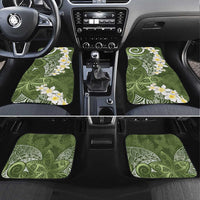 Green Polynesian Tribal Frangipani Tropical Vibe Car Mats