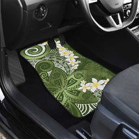 Green Polynesian Tribal Frangipani Tropical Vibe Car Mats