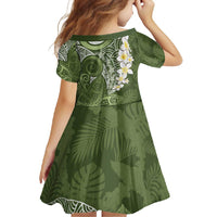 Green Polynesian Tribal Frangipani Tropical Vibe Family Matching Tank Maxi Dress and Hawaiian Shirt
