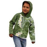 Green Polynesian Tribal Frangipani Tropical Vibe Kid Hoodie