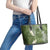 Green Polynesian Tribal Frangipani Tropical Vibe Leather Tote Bag