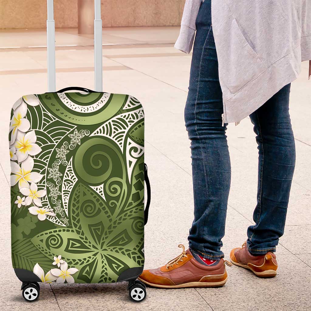 Green Polynesian Tribal Frangipani Tropical Vibe Luggage Cover LT14 Green - Polynesian Pride