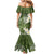 Green Polynesian Tribal Frangipani Tropical Vibe Mermaid Dress