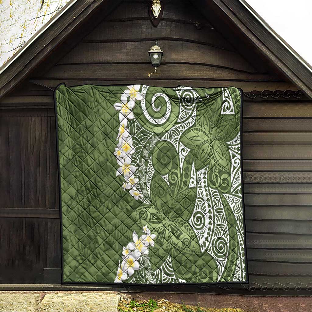 Green Polynesian Tribal Frangipani Tropical Vibe Quilt LT14 - Polynesian Pride