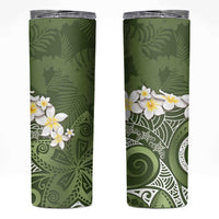 Green Polynesian Tribal Frangipani Tropical Vibe Skinny Tumbler