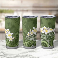 Green Polynesian Tribal Frangipani Tropical Vibe Tumbler Cup