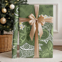 Green Polynesian Tribal Frangipani Tropical Vibe Wrapping Paper - Polynesian Pride