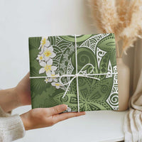 Green Polynesian Tribal Frangipani Tropical Vibe Wrapping Paper - Polynesian Pride