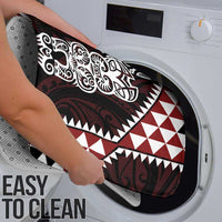 Red Aotearoa Niho Taniwha Bathroom Set Maori Mythology Tooth - Taniko Motifs - Polynesian Pride