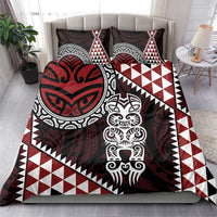 Red Aotearoa Niho Taniwha Bedding Set Maori Mythology Tooth - Taniko Motifs