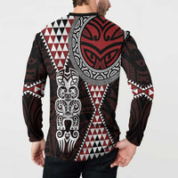 Red Aotearoa Niho Taniwha Button Sweatshirt Maori Mythology Tooth - Taniko Motifs LT14 - Polynesian Pride