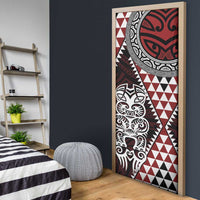 Red Aotearoa Niho Taniwha Door Cover Maori Mythology Tooth - Taniko Motifs - Polynesian Pride