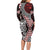 Red Aotearoa Niho Taniwha Family Matching Long Sleeve Bodycon Dress and Hawaiian Shirt Maori Mythology Tooth - Taniko Motifs