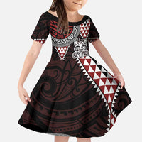 Red Aotearoa Niho Taniwha Family Matching Tank Maxi Dress and Hawaiian Shirt Maori Mythology Tooth - Taniko Motifs
