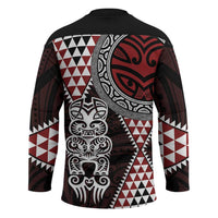 Red Aotearoa Niho Taniwha Hockey Jersey Maori Mythology Tooth - Taniko Motifs - Polynesian Pride