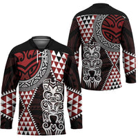 Red Aotearoa Niho Taniwha Hockey Jersey Maori Mythology Tooth - Taniko Motifs - Polynesian Pride