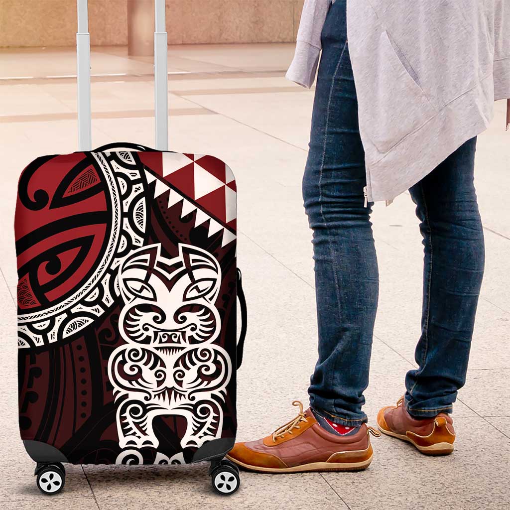 Red Aotearoa Niho Taniwha Luggage Cover Maori Mythology Tooth - Taniko Motifs LT14 Red - Polynesian Pride