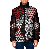 Red Aotearoa Niho Taniwha Padded Jacket Maori Mythology Tooth - Taniko Motifs LT14 Men Red - Polynesian Pride