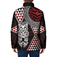 Red Aotearoa Niho Taniwha Padded Jacket Maori Mythology Tooth - Taniko Motifs LT14 - Polynesian Pride