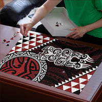 Red Aotearoa Niho Taniwha Puzzle Maori Mythology Tooth - Taniko Motifs LT14 - Polynesian Pride