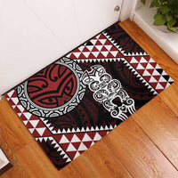 Red Aotearoa Niho Taniwha Rubber Doormat Maori Mythology Tooth - Taniko Motifs LT14 - Polynesian Pride