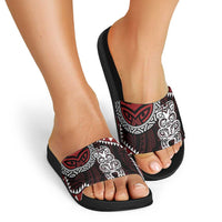 Red Aotearoa Niho Taniwha Slide Sandals Maori Mythology Tooth - Taniko Motifs - Polynesian Pride
