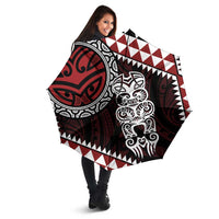 Red Aotearoa Niho Taniwha Umbrella Maori Mythology Tooth - Taniko Motifs - Polynesian Pride