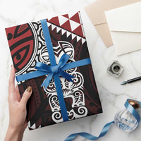 Red Aotearoa Niho Taniwha Wrapping Paper Maori Mythology Tooth - Taniko Motifs - Polynesian Pride