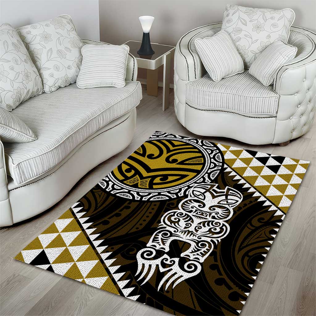 Yellow Aotearoa Niho Taniwha Area Rug Maori Mythology Tooth - Taniko Motifs