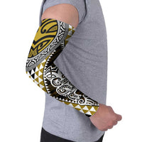 Yellow Aotearoa Niho Taniwha Arm Sleeves Maori Mythology Tooth - Taniko Motifs - Polynesian Pride