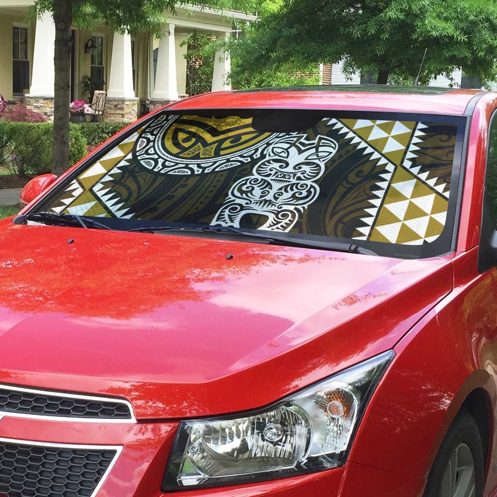 Yellow Aotearoa Niho Taniwha Auto Sun Shade Maori Mythology Tooth - Taniko Motifs - Polynesian Pride