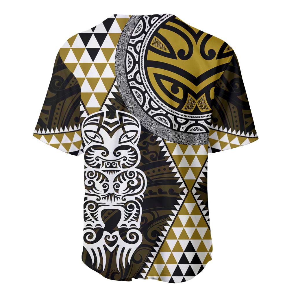 Yellow Aotearoa Niho Taniwha Baseball Jersey Maori Mythology Tooth - Taniko Motifs