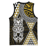 Yellow Aotearoa Niho Taniwha Basketball Jersey Maori Mythology Tooth - Taniko Motifs LT14 - Polynesian Pride