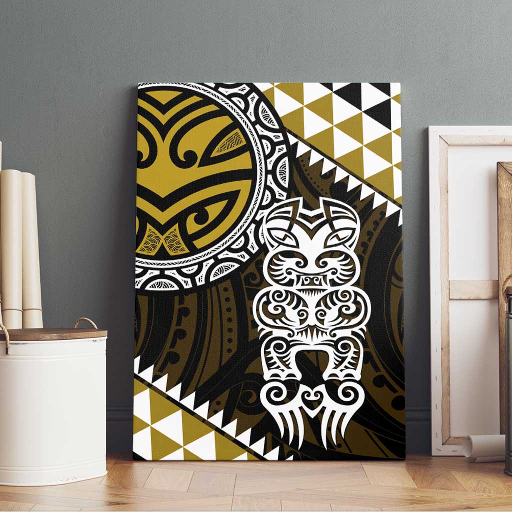 Yellow Aotearoa Niho Taniwha Canvas Wall Art Maori Mythology Tooth - Taniko Motifs