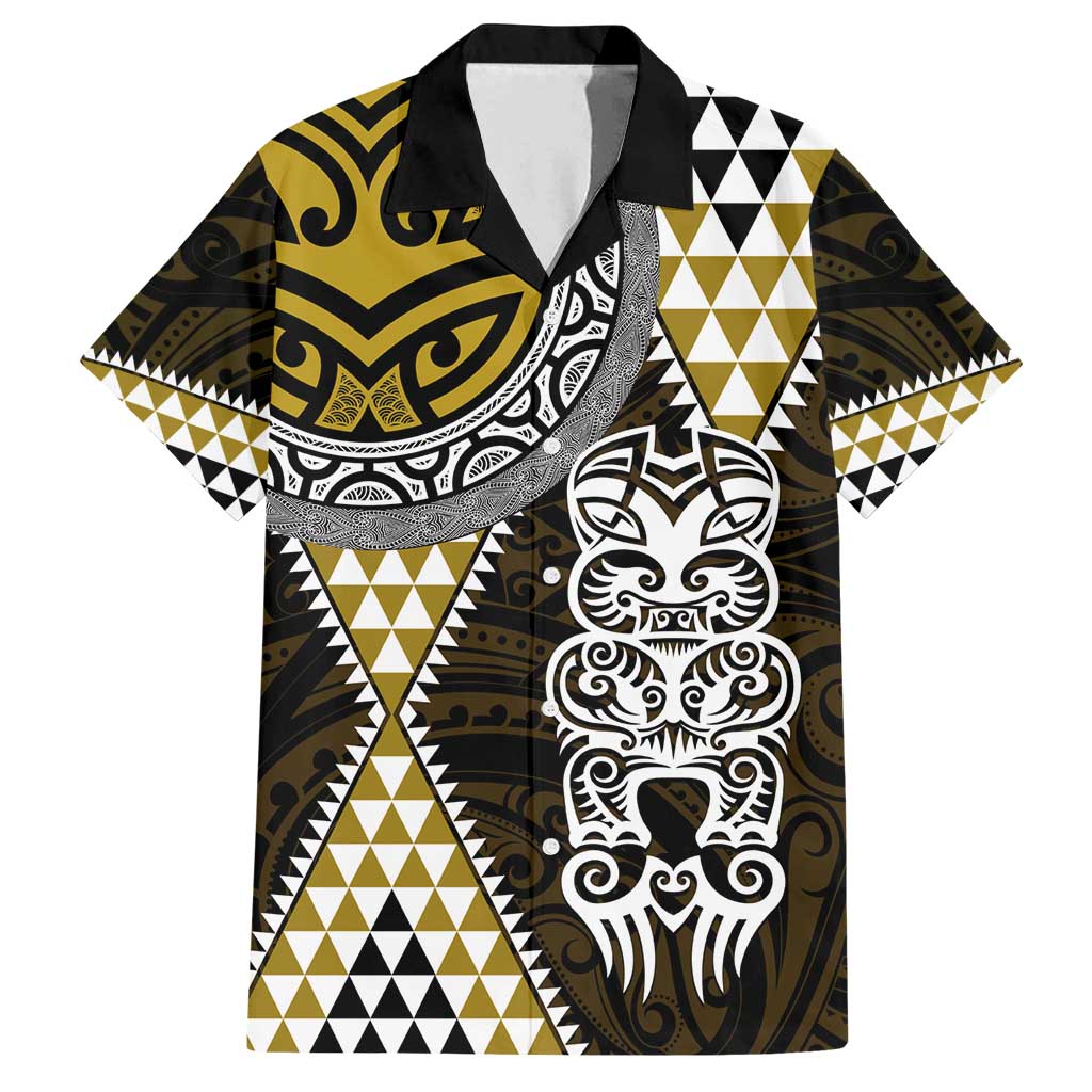 Yellow Aotearoa Niho Taniwha Family Matching Puletasi and Hawaiian Shirt Maori Mythology Tooth - Taniko Motifs