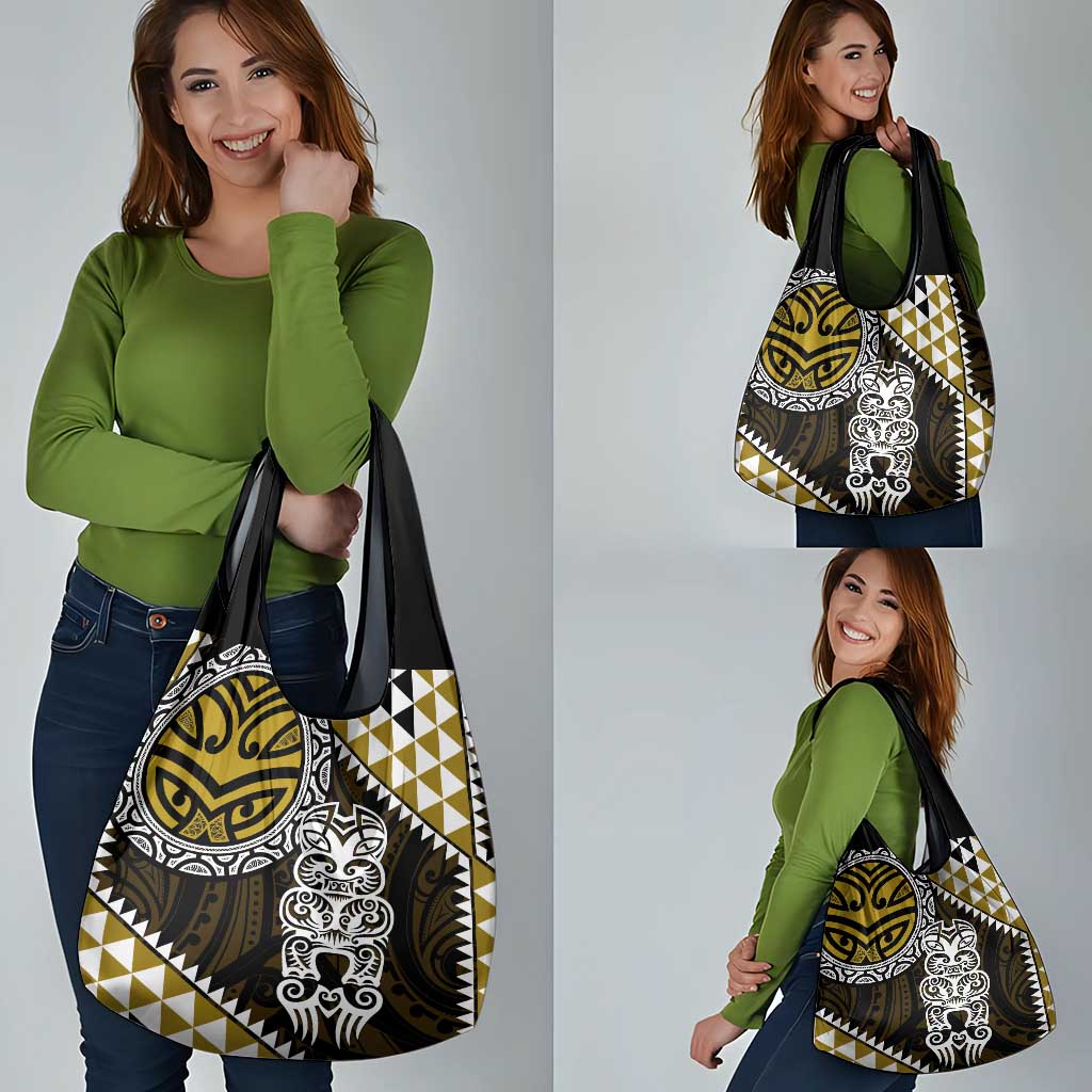 Yellow Aotearoa Niho Taniwha Grocery Bag Maori Mythology Tooth - Taniko Motifs