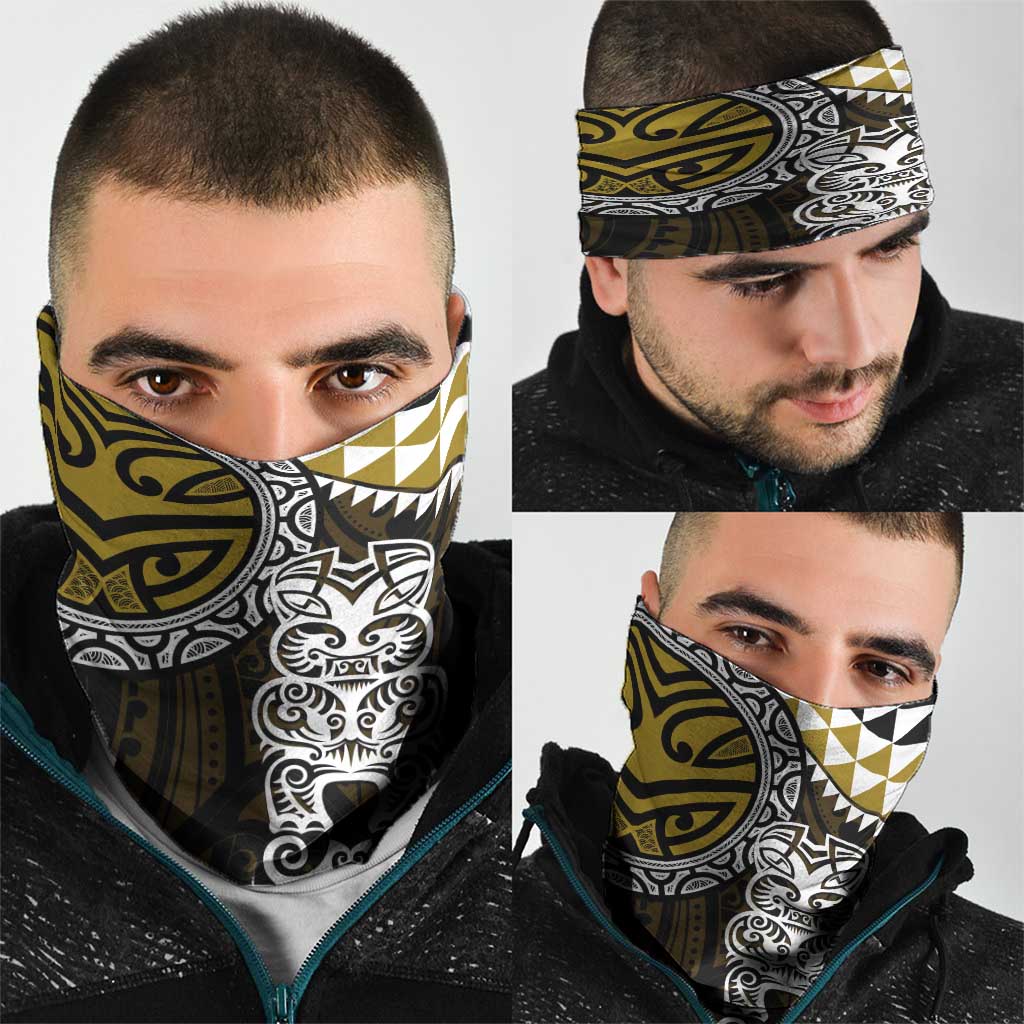 Yellow Aotearoa Niho Taniwha Neck Gaiter Maori Mythology Tooth - Taniko Motifs - Polynesian Pride