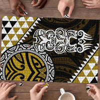 Yellow Aotearoa Niho Taniwha Puzzle Maori Mythology Tooth - Taniko Motifs LT14 - Polynesian Pride
