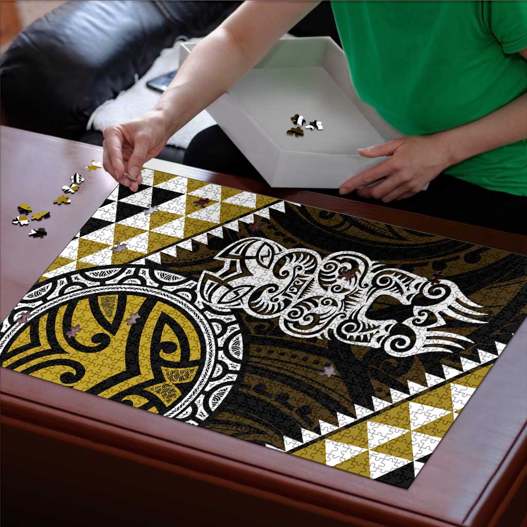 Yellow Aotearoa Niho Taniwha Puzzle Maori Mythology Tooth - Taniko Motifs LT14 - Polynesian Pride