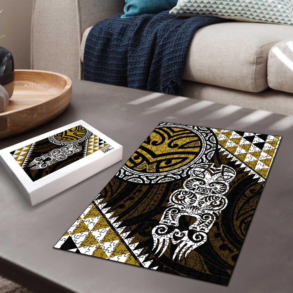 Yellow Aotearoa Niho Taniwha Puzzle Maori Mythology Tooth - Taniko Motifs LT14 - Polynesian Pride