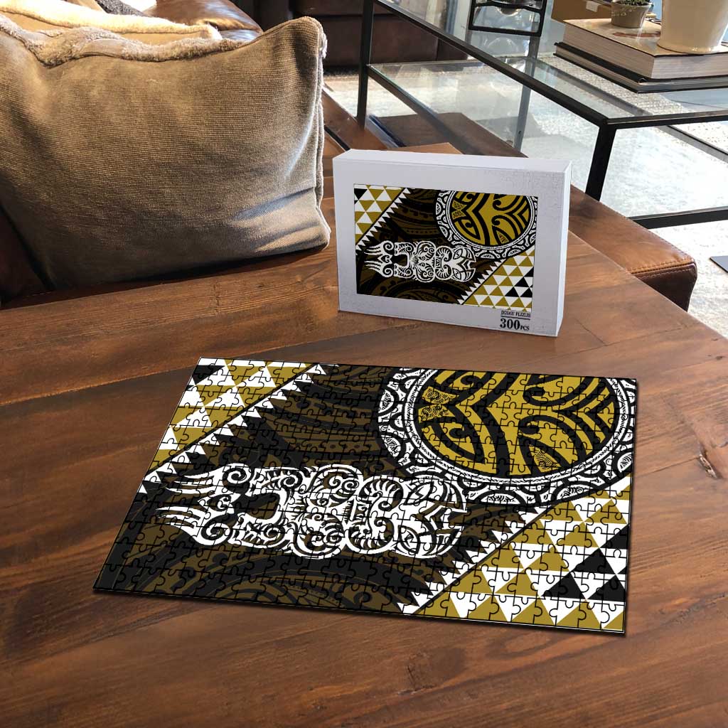Yellow Aotearoa Niho Taniwha Puzzle Maori Mythology Tooth - Taniko Motifs LT14 - Polynesian Pride
