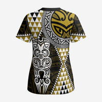 Yellow Aotearoa Niho Taniwha Scrub Top Maori Mythology Tooth - Taniko Motifs - Polynesian Pride