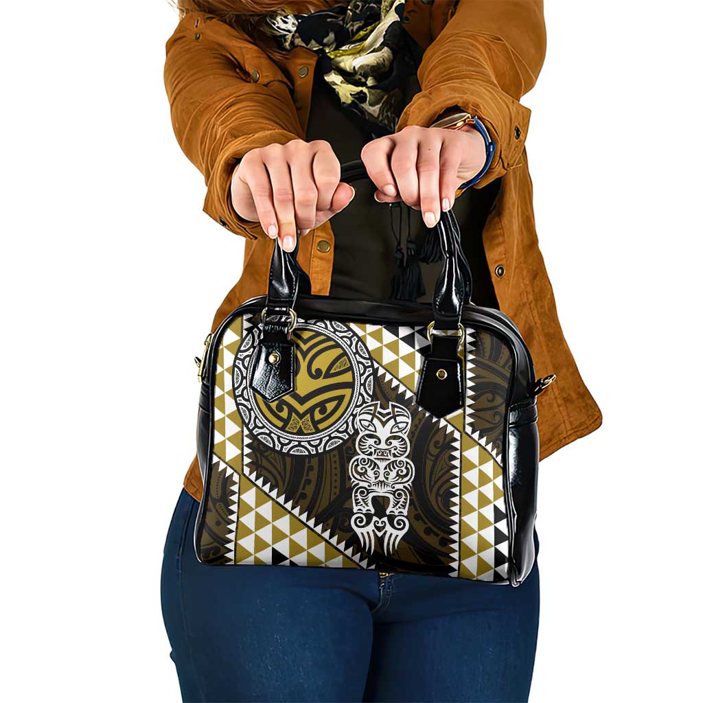 Yellow Aotearoa Niho Taniwha Shoulder Handbag Maori Mythology Tooth - Taniko Motifs LT14 One Size Yellow - Polynesian Pride