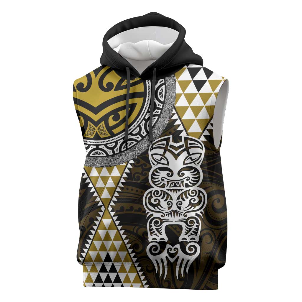 Yellow Aotearoa Niho Taniwha Sleeveless Hoodie Maori Mythology Tooth - Taniko Motifs LT14 Yellow - Polynesian Pride