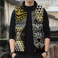 Yellow Aotearoa Niho Taniwha Sleeveless Puffer Jacket Maori Mythology Tooth - Taniko Motifs LT14 - Polynesian Pride